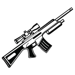 a rifle silhouette vector icon design with a white background	