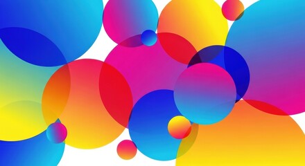 Abstract colorful circles overlap. Modern design features vibrant gradients, creating dynamic visual effect. 