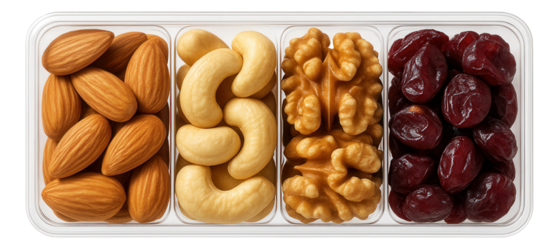 Round vacuum-sealed glass container holding bright red cherry preserves.
