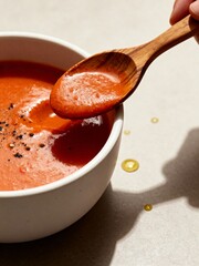 Rich and Creamy Tomato Soup with a Hint of Black Pepper.