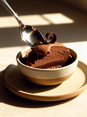 Decadent and Silky Chocolate Mousse in the Afternoon Sun.