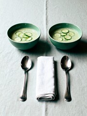 Chilled Cucumber and Yogurt Soup for Two. A refreshing summer starter.