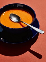 Bold and Vibrant Tomato Soup. A minimalist study in color.