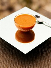 Mirrored Perfection: A Symmetrical Bowl of Carrot Soup.