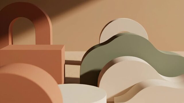 Abstract geometric shapes composition earth tone colors decorative background