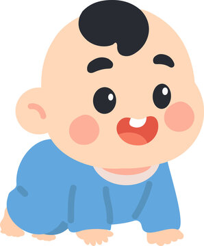 Illustration of Smiling Baby Crawling