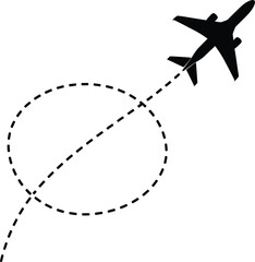 Airplane flight path icon vector illustration travel route destination eps silhouette