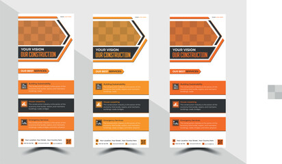 Modern Construction Roll-Up Banner Design Template