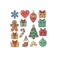 Cute Christmas Characters and Festive Elements Collection
