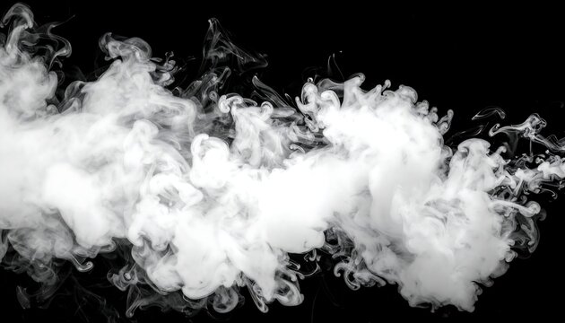 White smoke gracefully flows across a solid black background, creating a visually appealing contrast