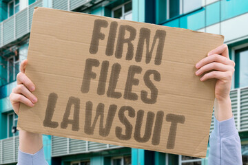 "Firm Files Lawsuit" Company initiates legal proceedings against competitors. LAWSUIT. LEGAL. COURT. LITIGATION. CASE.