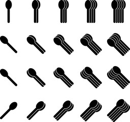 Spoon Measurement Icon Set Showing Portion Quantity Illustration