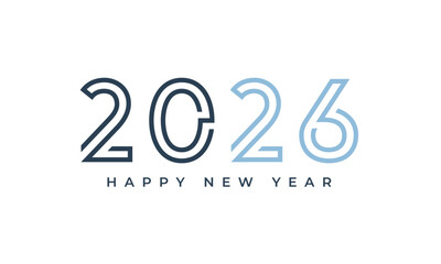 Happy new year 2026 text with stylish blue and dark blue numbers, representing future celebrations and fresh. Vector Happy new year 2026 design. 2026 logo text design.