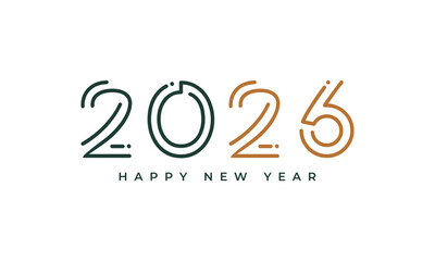 Modern 2026 happy new year elegant design with clean outlines, greetings cards and invitations. Vector Happy new year 2026 design. 2026 logo text design