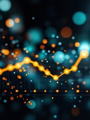 A vibrant abstract visualization featuring glowing dots and lines, representing data trends and analytics in a dynamic digital landscape.