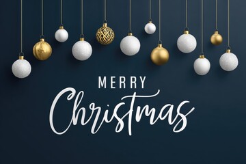 christmas greeting card with hanging decoration illustration