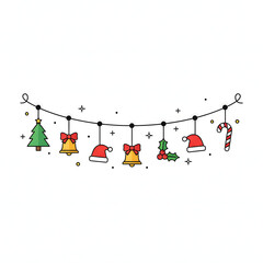 modern Christmas banner or garland, minimalist string of lights