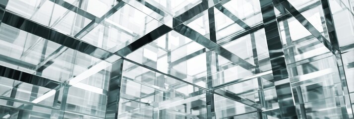 Abstract Glass Architecture with Geometric Reflections and Modern Design Background.