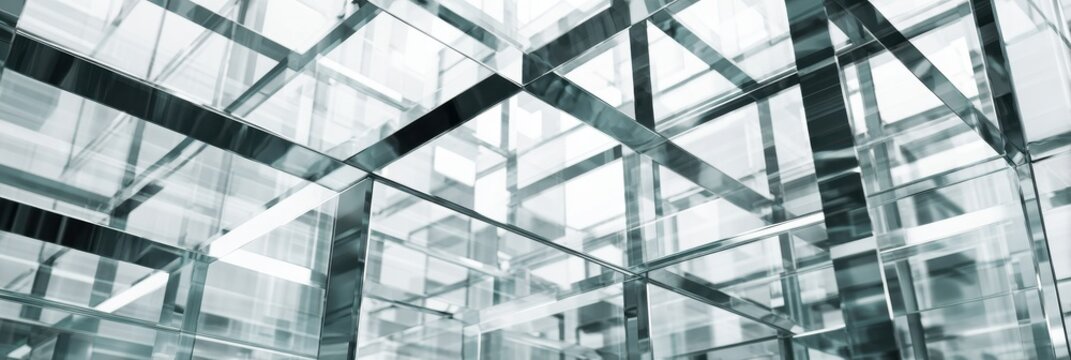 Abstract Glass Architecture with Geometric Reflections and Modern Design Background. - Powered by Adobe