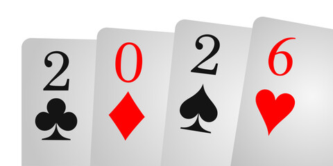 Year card 2026. New year. Suit icon symbol
