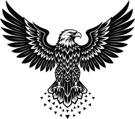 Obraz premium Eagle vector illustration majestic bird of prey wings spread tattoo design eps silhouette