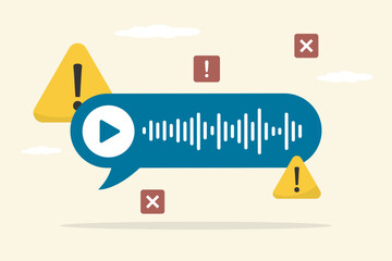 Ban on using voice messages and loud conversations. System failure and refusal to produce voice message, sound waves. Problem or system failure. Virus attacked online file.