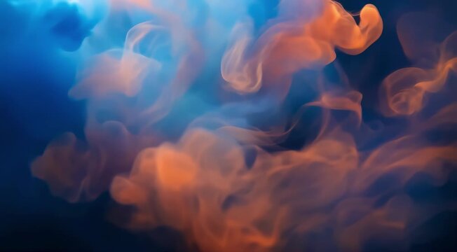 Blue and orange smoke clashing and blending 
