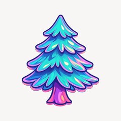 Obraz premium Vibrant whimsical colorful tree illustration.