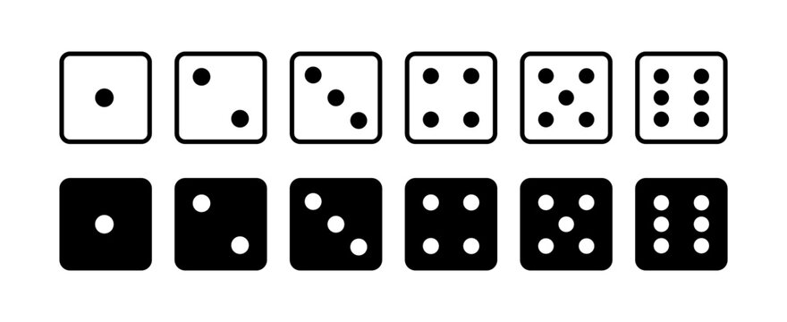 Rolling dice number faces in line style vector illustration