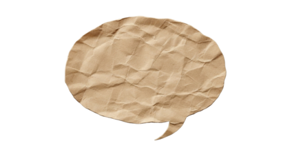 Wrinkled Craft Paper Vintage Speech Bubble Brown Paper Texture Crumpled Message Isolated Graphic Element Scrapbook