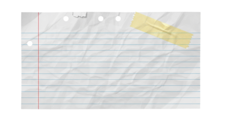 Crumpled Lined Paper Texture Background with Tape Design and Black Background Image for Notes List Mockup Page Template