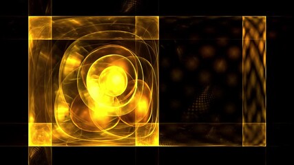Dynamic golden orb fractal with mesmerizing circular motion in a modern geometric frame for elegant technology branding - Powered by Adobe