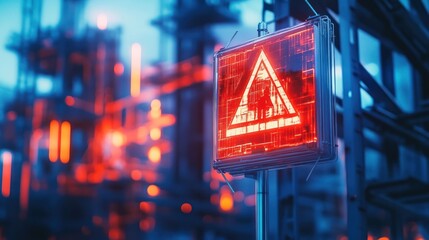 Futuristic Pedestrian Crossing Sign with Illuminated Hazard Warning