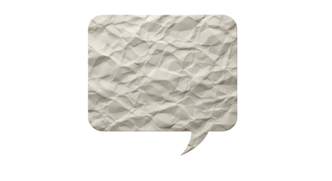 Wrinkled Thoughts Paper Speech Bubble Graphic Dialogue Icon Creative Communication Ideas Messaging Background