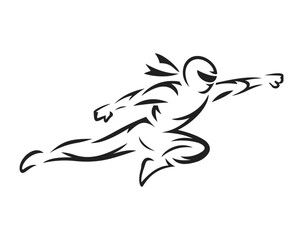 Ninja Black Logo, tattoo, icon. Vector illustration.