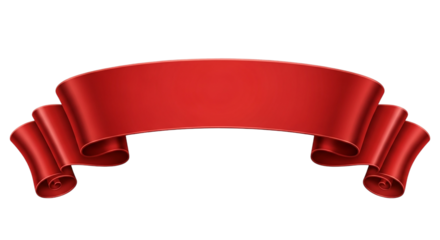 Red ribbon banner design graphic element on black background Sale promotion offer celebration decoration scroll artwork