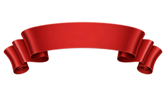 Red ribbon banner design graphic element on black background Sale promotion offer celebration decoration scroll artwork