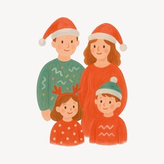 Family Christmas festive illustration
