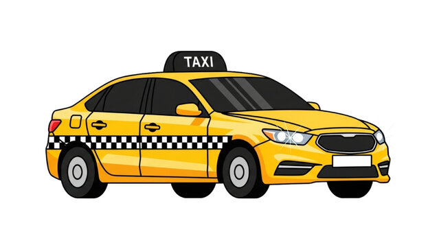Bright Yellow Taxi Cab with Checkerboard Stripe - Ready for a Ride