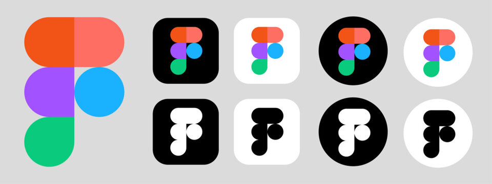 Figma logo icon set, vector online interface development and prototyping service with the possibility of organizing collaboration