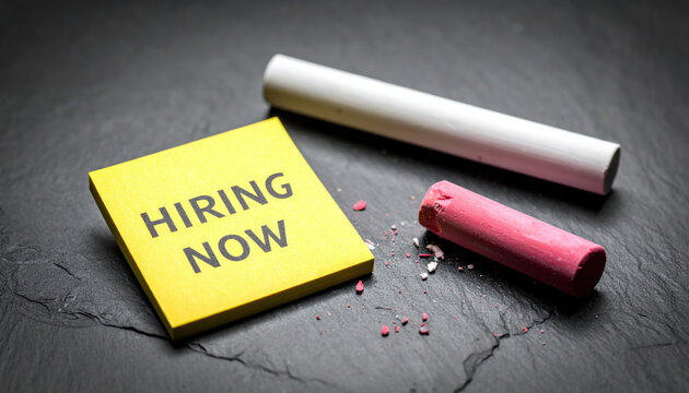 Hiring now announcement for job opportunity. current labor market faces shortages making recruitment priority for business seeking new employees for vacant career