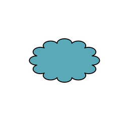 Teal Scalloped Shape on White