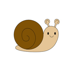 Cartoon Snail Illustration: Cute Mollusk with Brown Shell