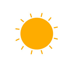 Simple Yellow Sun Icon on White Background