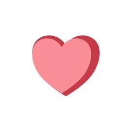 3D Pink Heart Illustration with Shadow