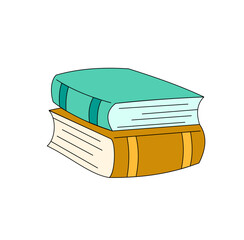 Stacked Books Illustration - Teal and Gold