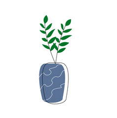 Minimalist Vase with Green Leaves Illustration