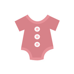 Pink Baby Onesie with Floral Buttons: Simple Illustration
