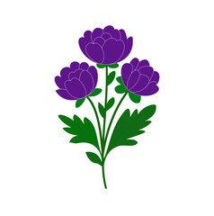 Purple Floral Bouquet Illustration on White