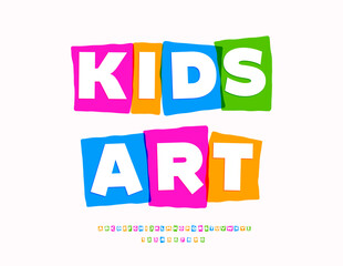 Vector Bright emblem Kids Art with Watercolor Alphabet Letters and Numbers set. Creative Childish Font